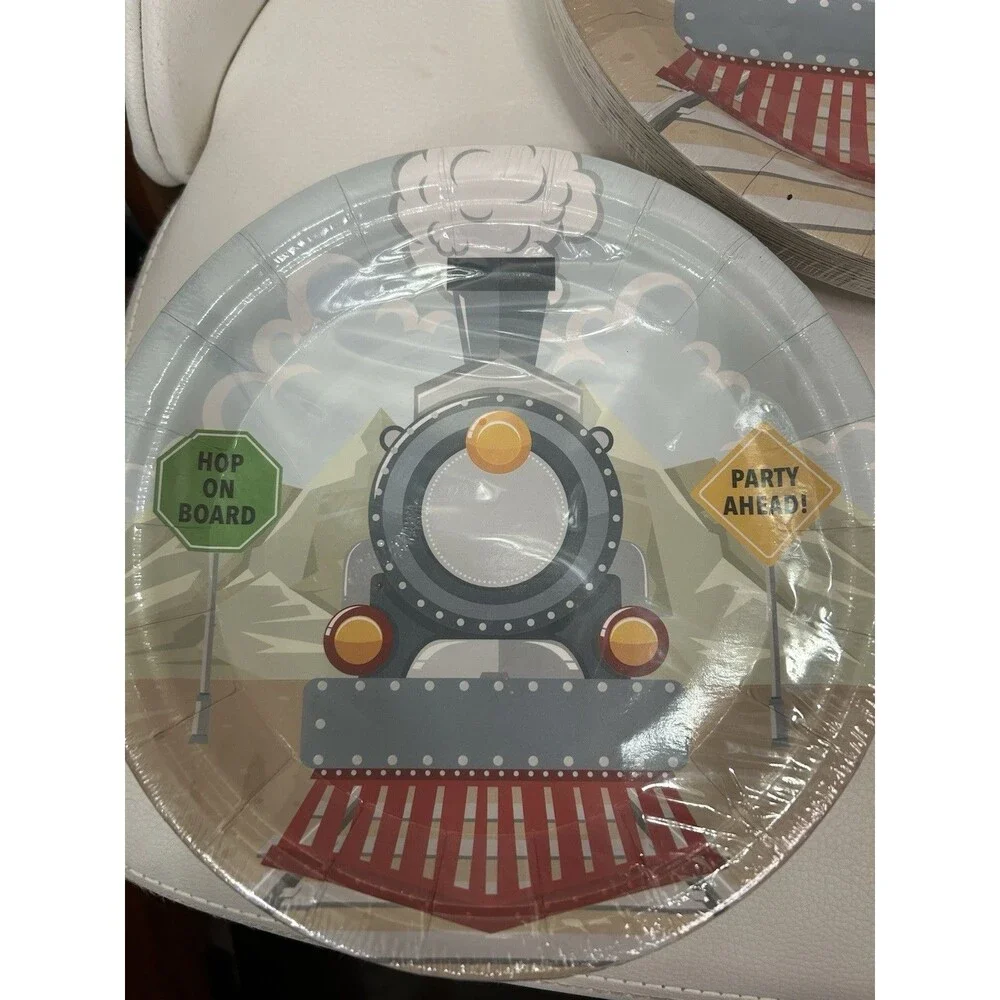 Hudson Train Party Supply Kit for 24 Guests w/ Plates, Cups & Napkins
